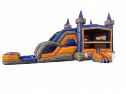 Orange Crush Dual Lane Combo Bounce House